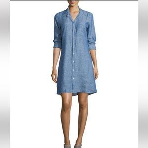 RARE LINEN FRANK & EILEEN SHIRT MURPHY DRESS Light Marled Tan. Large. EUC